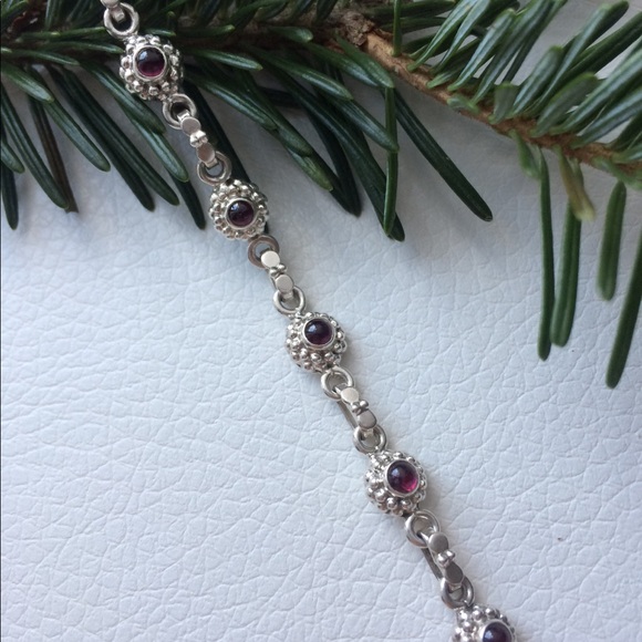 925 Sterling Turmaline Flower Design Bracelet - Picture 2 of 2